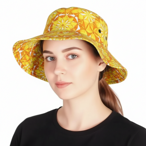 Панама с широкими полями из крепсатина с полной запечаткой