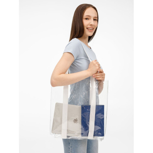 Шопер Clear Fest, ver.2, прозрачный с белыми ручками