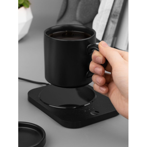 Кружка с подогревом и беспроводной зарядкой dualBase plus, черная