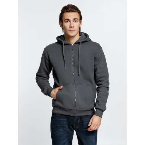 Толстовка на молнии с капюшоном Siverga Heavy 2.0, темно-серая (графит)