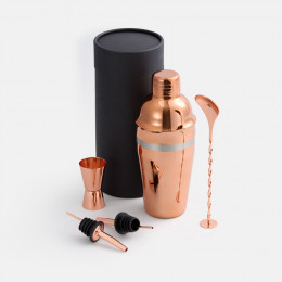 Набор для приготовления коктейлей Pourpour, медный с серебристой линией