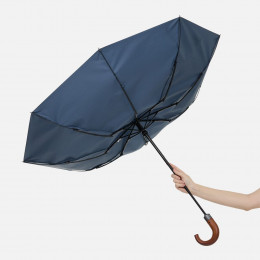 Зонт складной Classic, темно-синий с темной ручкой