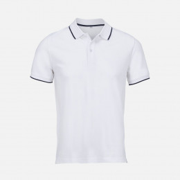 Рубашка поло унисекс Palermo, белая с темно-синим