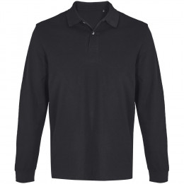 Рубашка поло унисекс с длинным рукавом Pacific LSL, черная