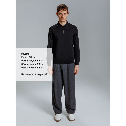 Рубашка поло мужская с длинным рукавом Terrazzo, черная