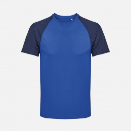 Футболка спортивная унисекс Vortex, темно-синяя с ярко-синим