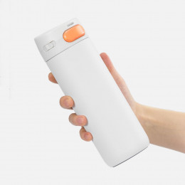 Термостакан X1 с цветной кнопкой, белый с оранжевым