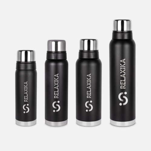 Термос Relaxika 1200 со стикерпаком, черный