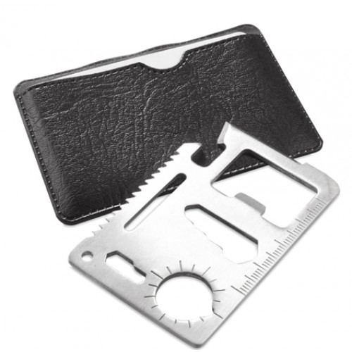 Мультиинструмент WICAX в чехле из  искусственной кожи, 7 x 4.5 см,  нерж. сталь, черный, серебристый