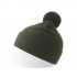 Шапка вязаная  двойная Wind-S, с отворотом и помпоном, оливковый, 100% переработанный полиэстер