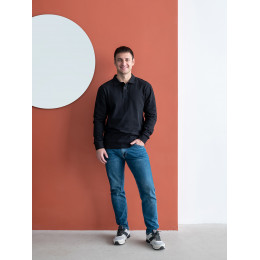 Рубашка поло унисекс STAN длинный рукав хлопок 185, 104LS